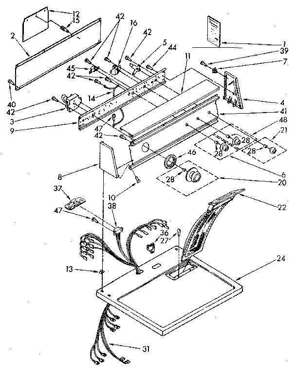 Sears 11087682710 top and console parts diagram