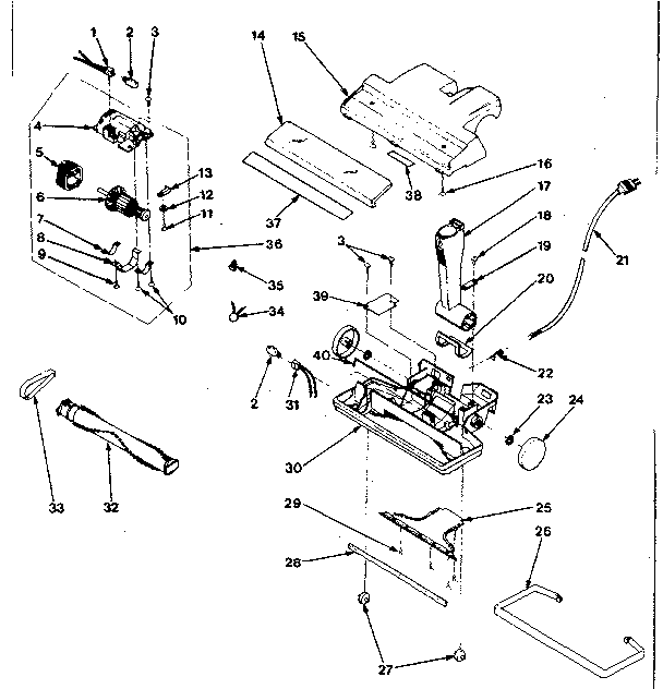 Kenmore 1752731080 nozzle and motor assembly diagram