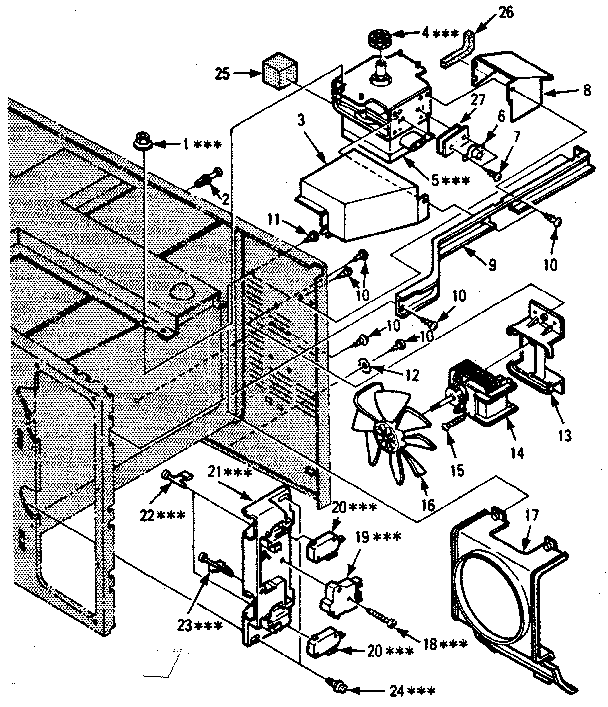 Kenmore 5668724580 switches and microwave parts diagram