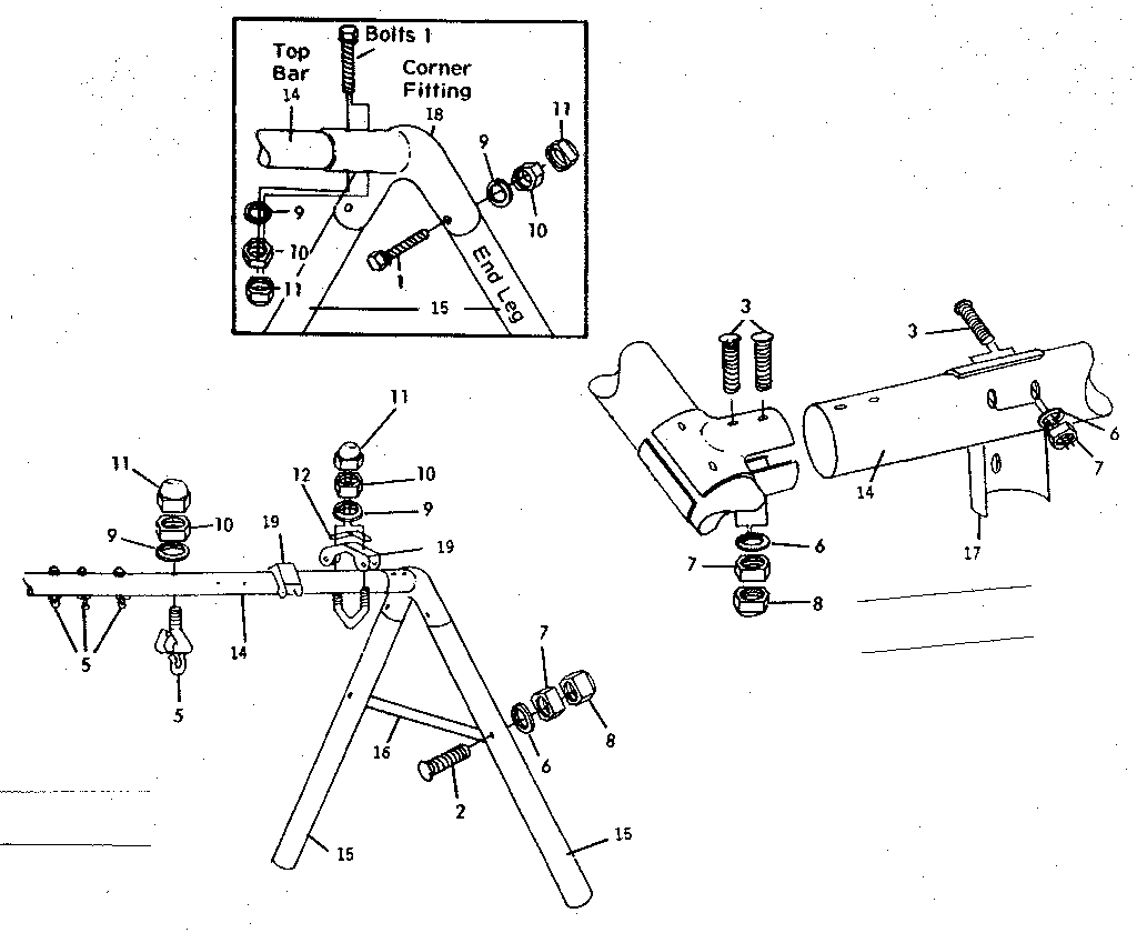 Sears 512722620 top bar assembly diagram