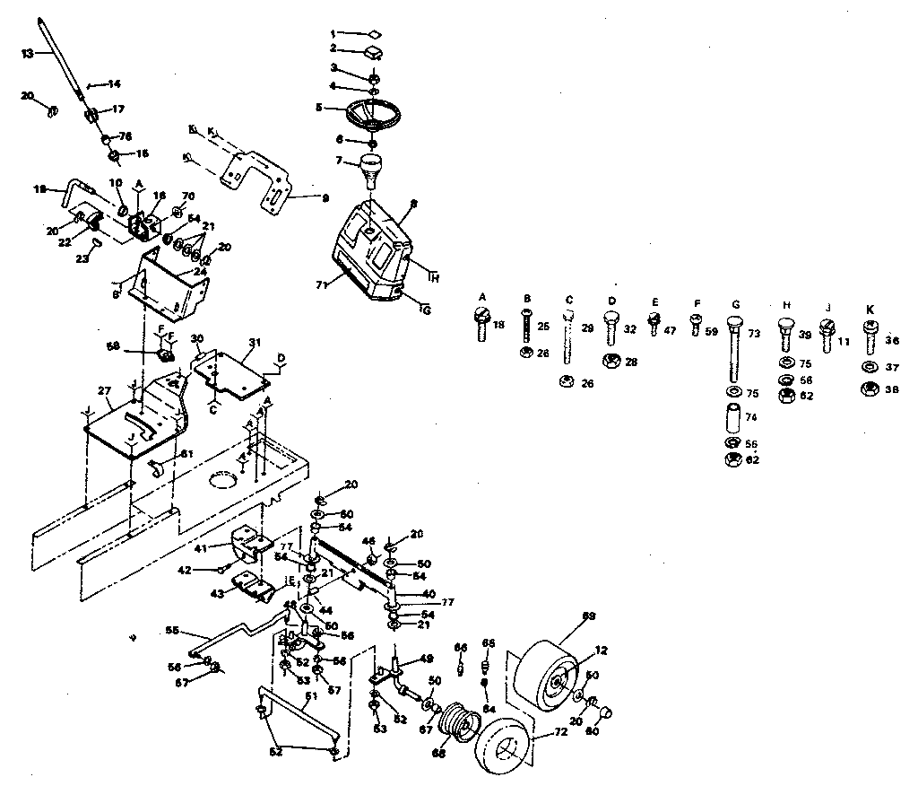 Craftsman 917254550 steering assembly diagram