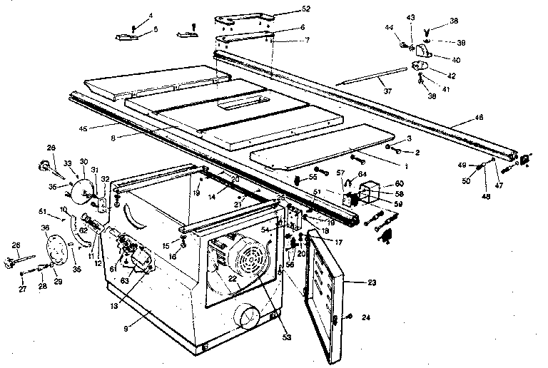 Craftsman 35122652 table and base assembly diagram