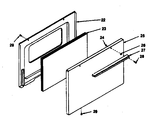 Kenmore 1197038810 oven door (7028810, 7038810, 7048810, 7058810) diagram