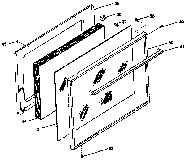 Kenmore 1197038810 oven door (119.7078810) diagram