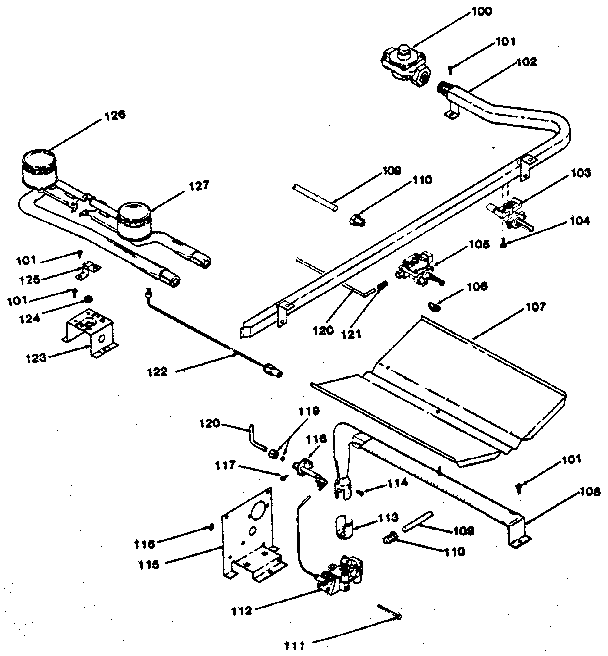 Kenmore 1197038810 oven and top burners (119.7028810 and 119.7048810) diagram