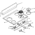 Kenmore 1199058810 backguard and cooktop diagram