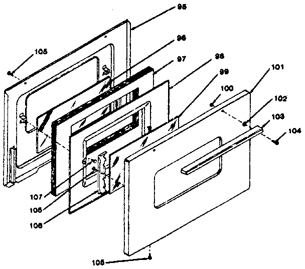 Kenmore 1199008810 oven door (119.9038810) diagram