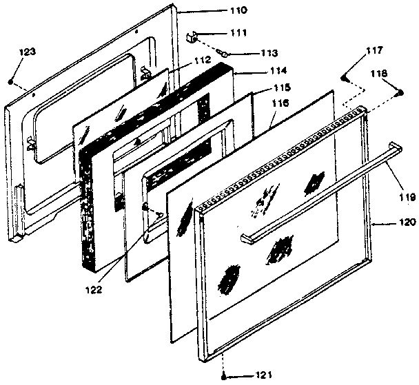 Kenmore 1199008810 oven door (119.9038810 and 119.9098810) diagram