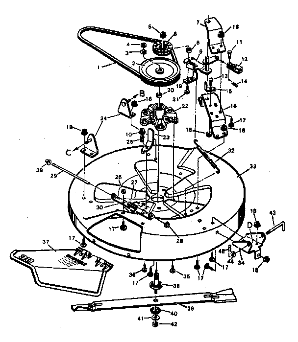 Craftsman 502254142 mower housing bottom half diagram