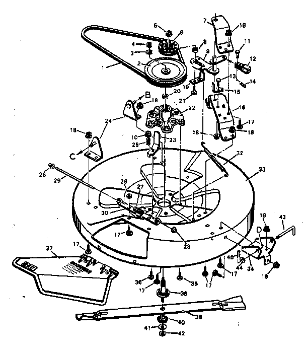 Craftsman 502254152 mower housing bottom half diagram