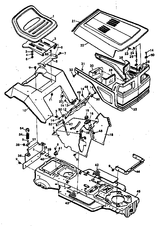 Craftsman 502254211 chassis & hood diagram