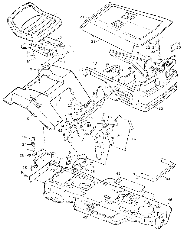 Craftsman 502254281 chassis & hood diagram