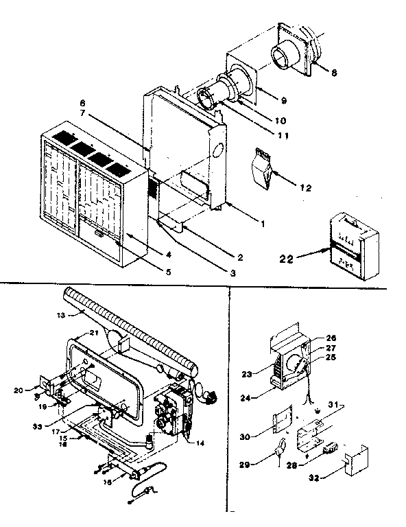 Kenmore 629776740 furnace, control, and optional blower assembly diagram