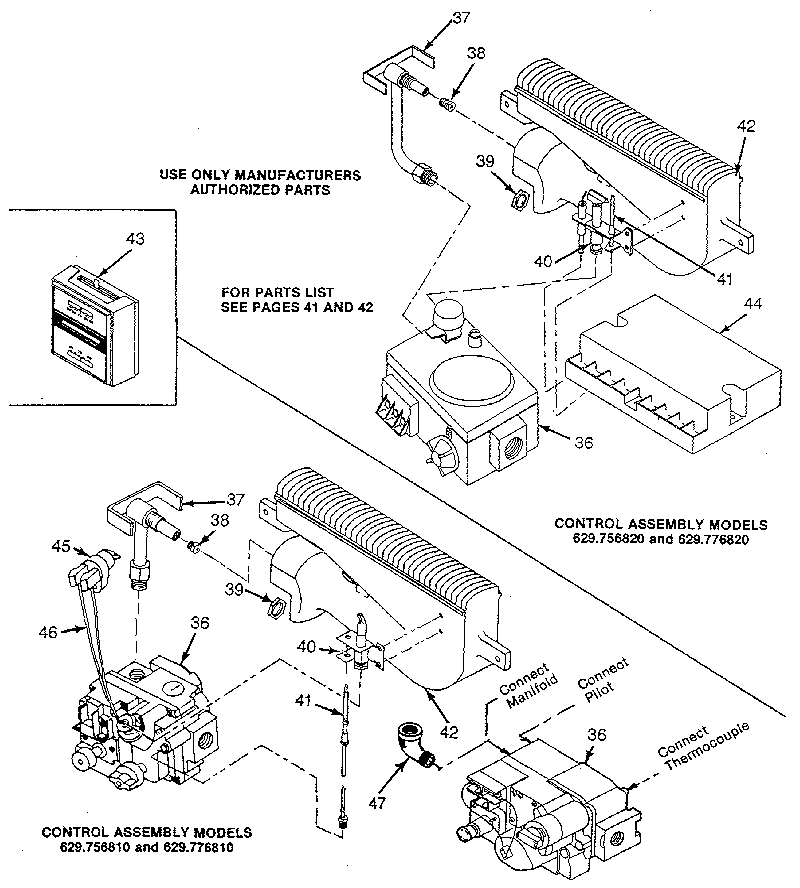 Kenmore 629776810 burner and control assemblies diagram