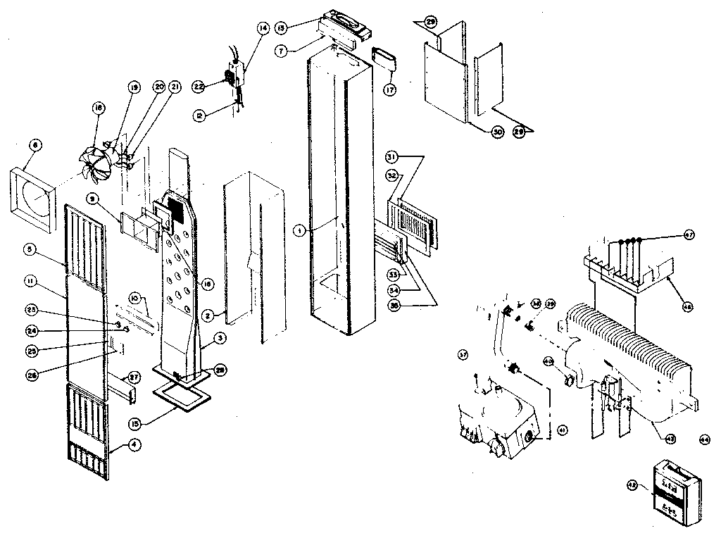Continental RFT35-1N furnace assembly and control assembly diagram
