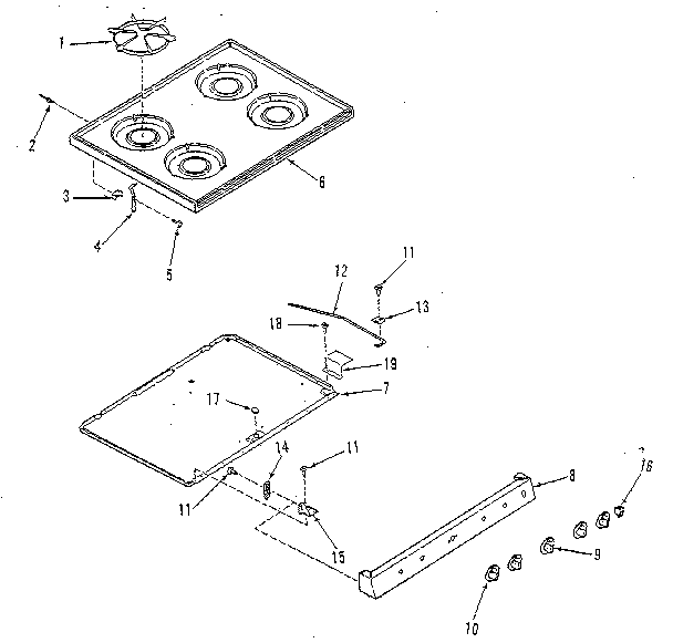 Kenmore 9117138811 main top section diagram
