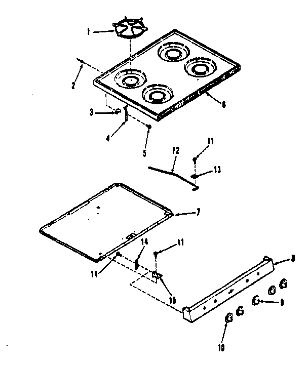 Kenmore 9116128811 main top section diagram