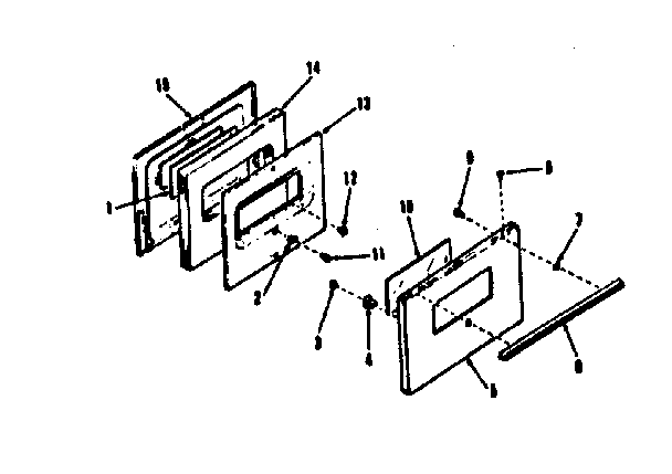 Kenmore 9116128811 oven door section 911.6128811, 911.7168811 diagram