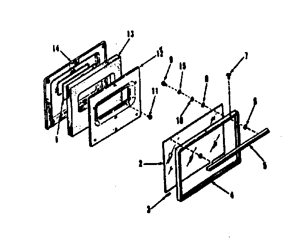 Kenmore 9116128811 oven door section 911.6148811, 911.6168811 diagram