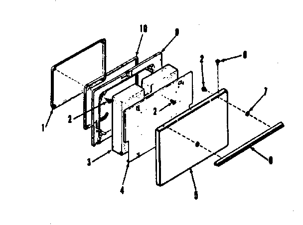 Kenmore 1036408710 oven door section diagram