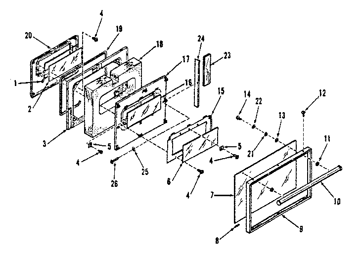 Kenmore 9117358810 oven door section diagram