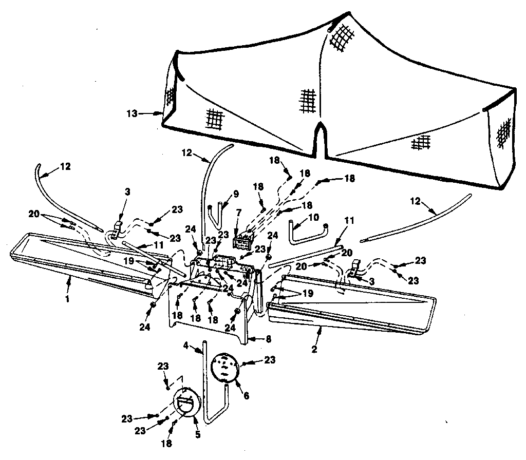 Sears 26222 trough, net & clamp assembly diagram