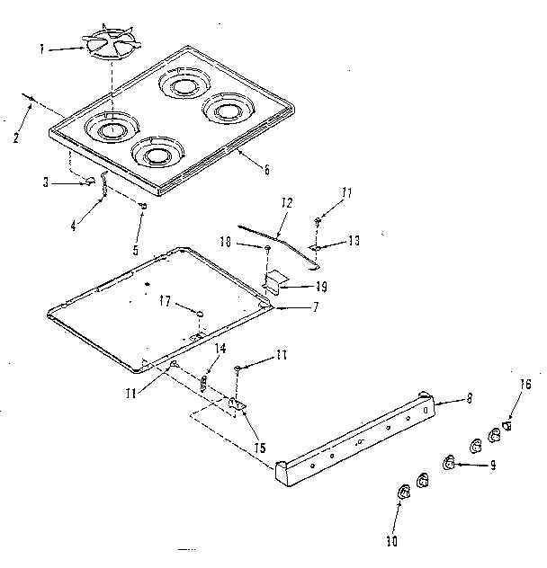 Kenmore 9117108810 main top section diagram