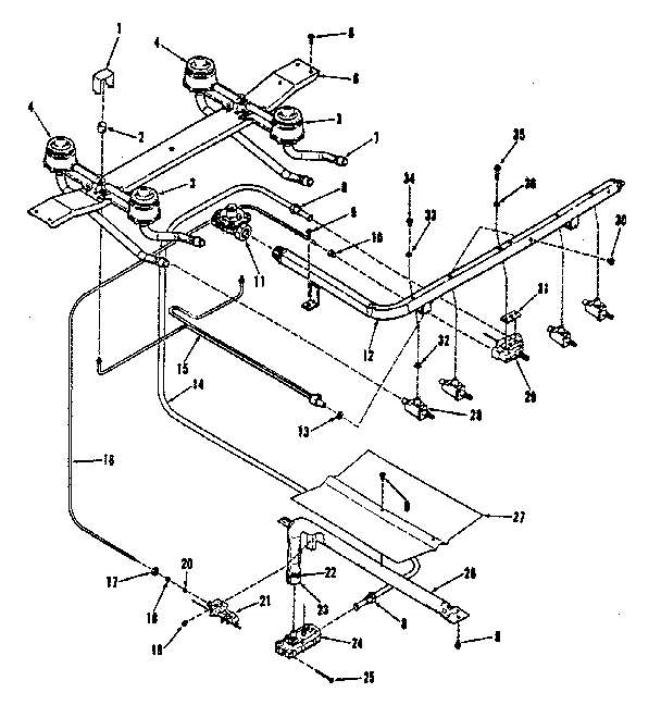Kenmore 9117108810 burner section diagram