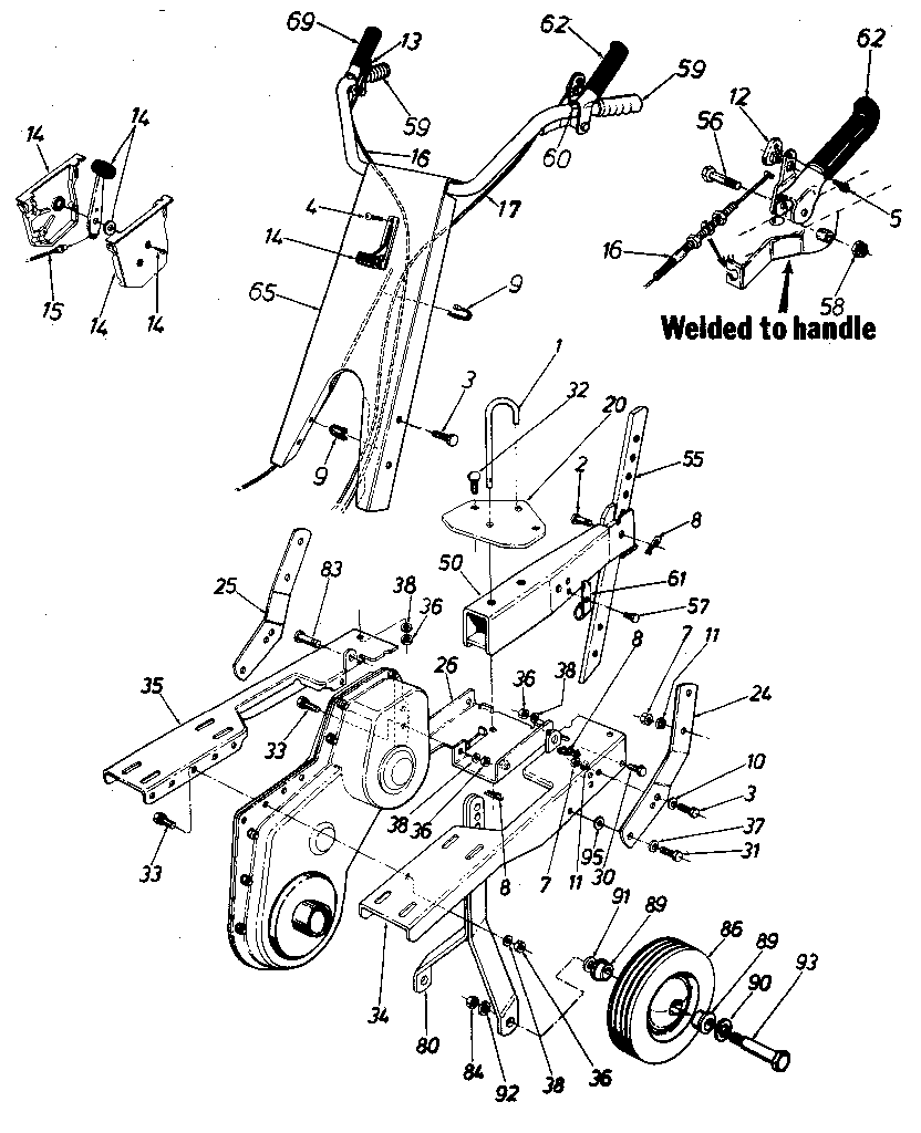 Craftsman 247298612 handle assembly diagram