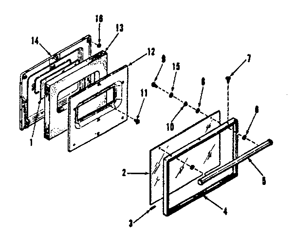 Kenmore 9119198810 oven door section diagram