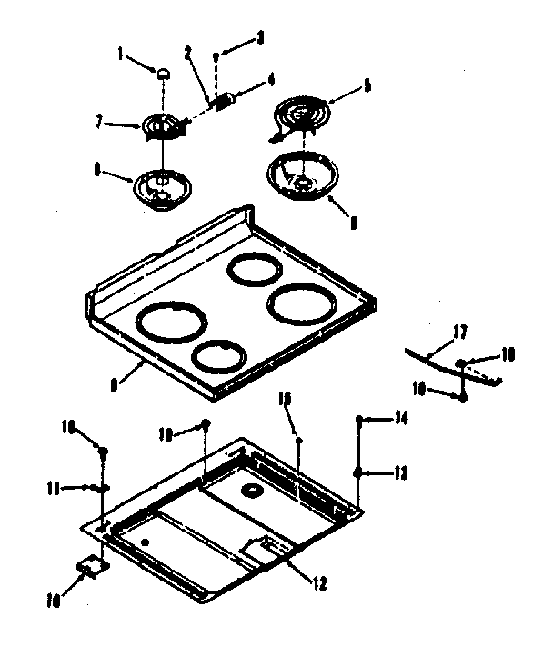 Kenmore 9119328810 main top section diagram