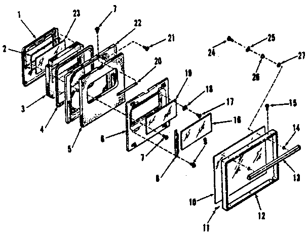 Kenmore 2784038892 oven door section diagram