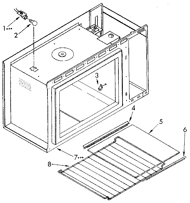 Kenmore 6654438890 microwave cabinet and hinge diagram