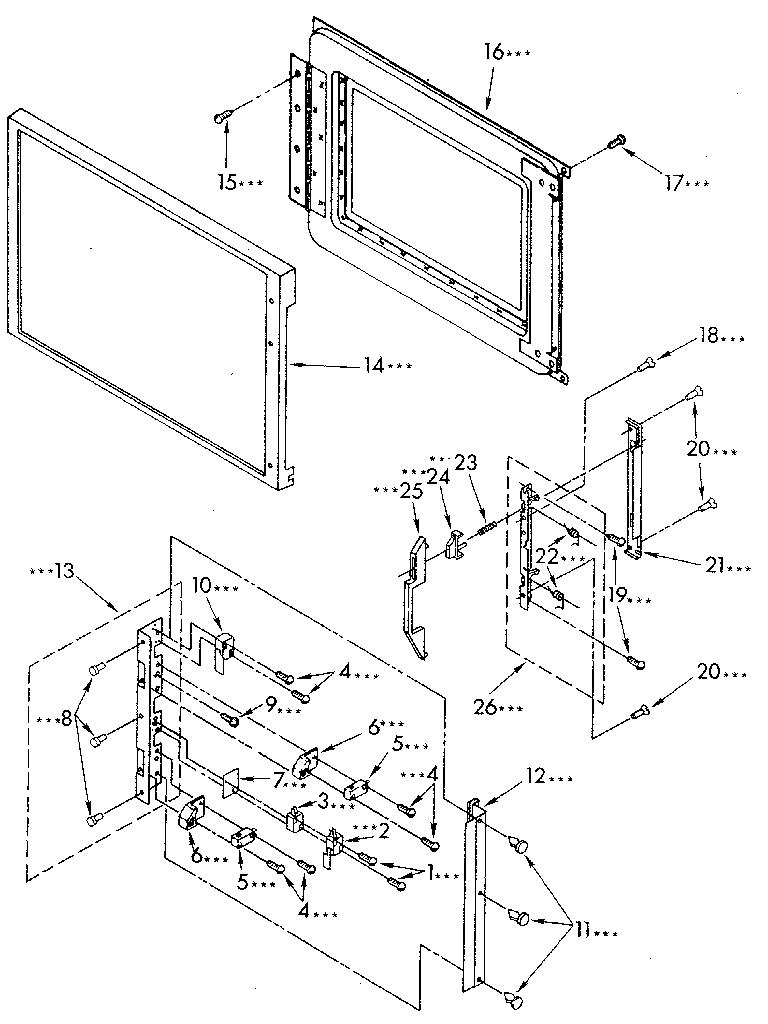 Kenmore 6654438890 microwave door and latch diagram