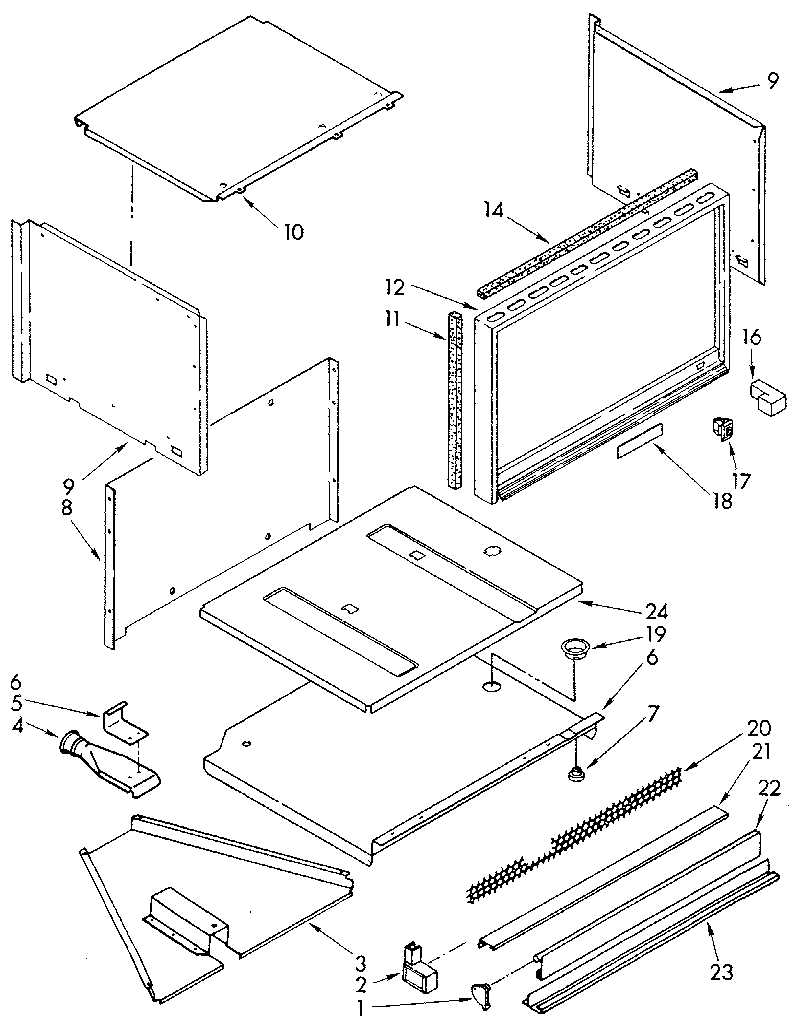 Kenmore 6654438890 lower electric oven cabinet and air flow diagram
