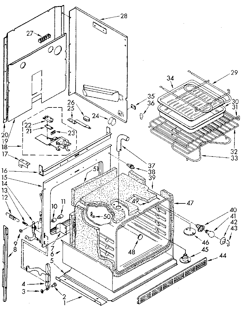 Kenmore 6654438890 lower electric oven body diagram