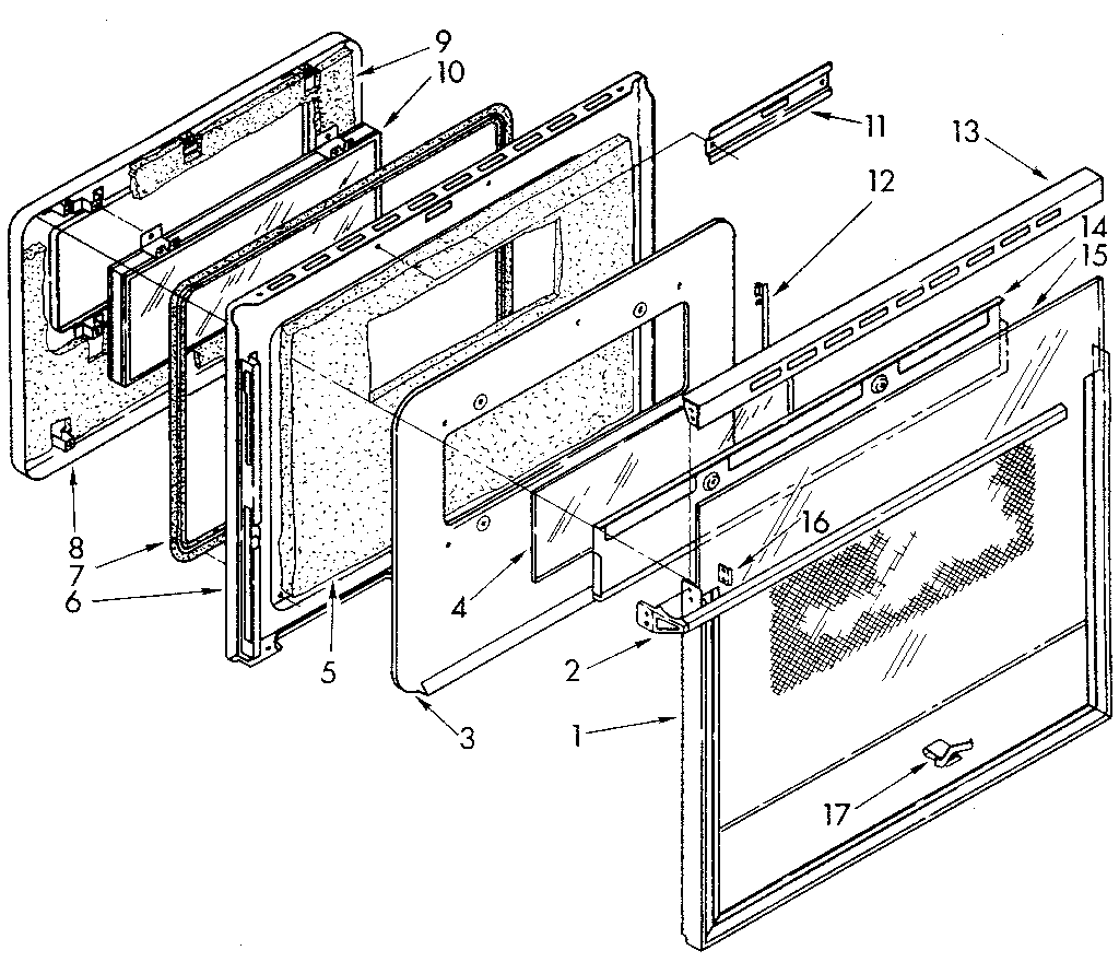 Kenmore 6654438890 lower electric oven door diagram