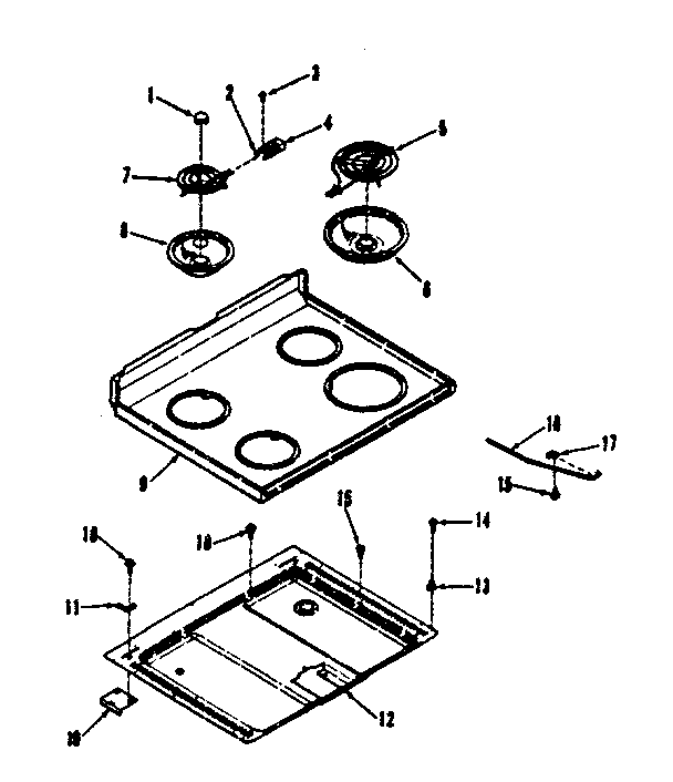 Kenmore 9116408810 main top section diagram