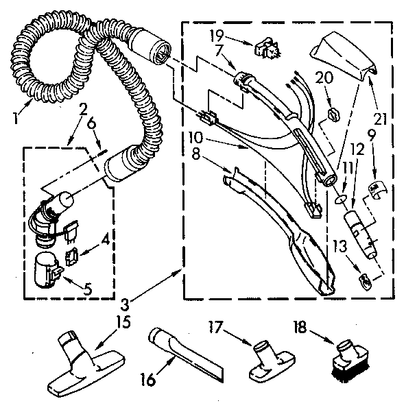 Kenmore 1162943580 hose and attachment diagram