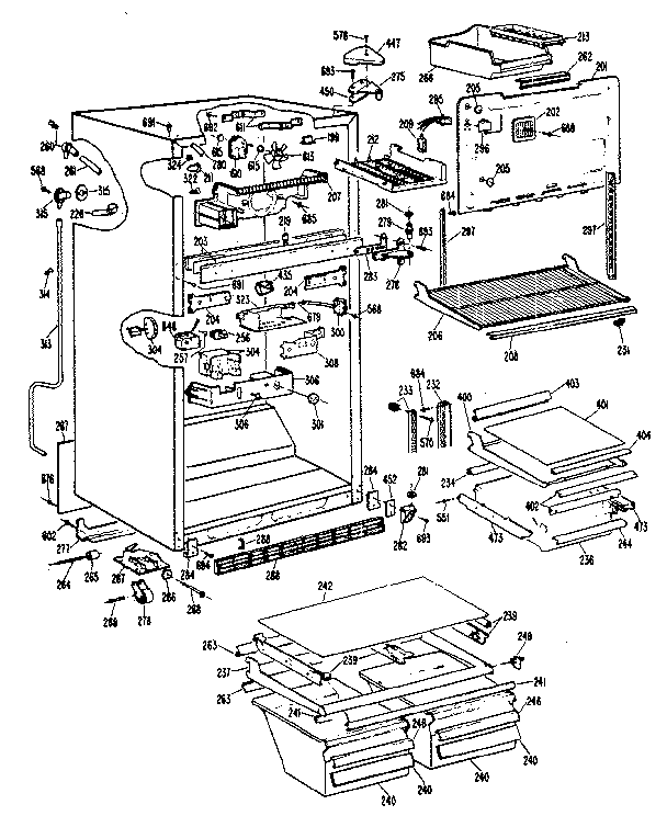 Kenmore 3638684480 cabinet parts diagram