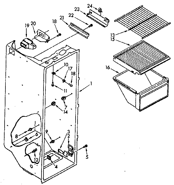 Kenmore 1068480010 refrigerator liner diagram