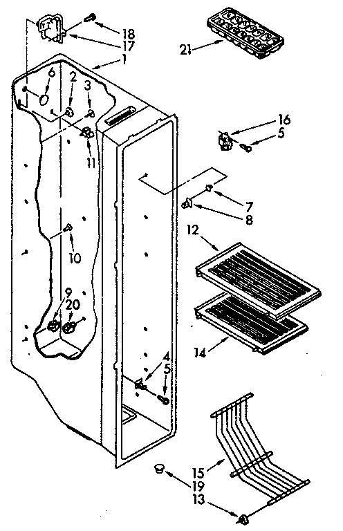 Kenmore 1068480010 freezer liner diagram