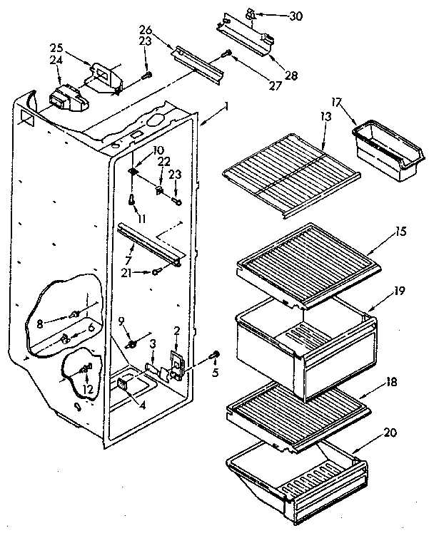 Kenmore 1068480110 refrigerator liner diagram