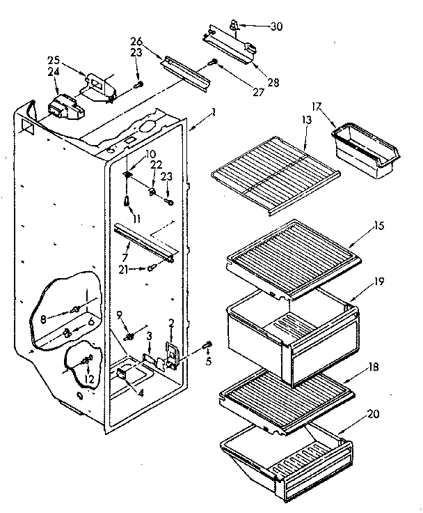 Kenmore 1068580280 refrigerator liner parts diagram