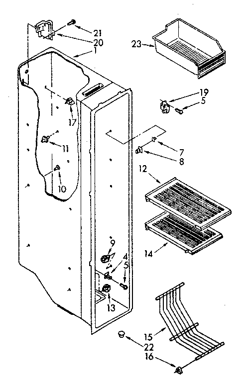 Kenmore 1068580280 freezer liner parts diagram