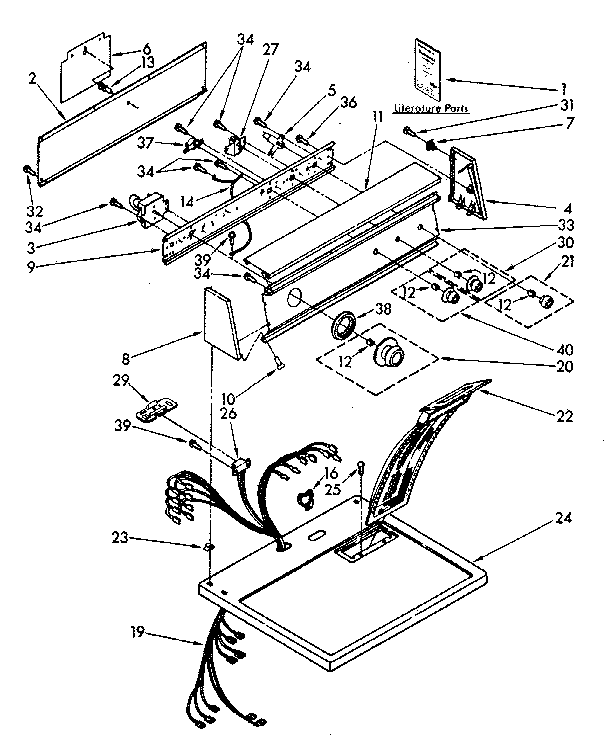 Kenmore 11086682310 top and console diagram