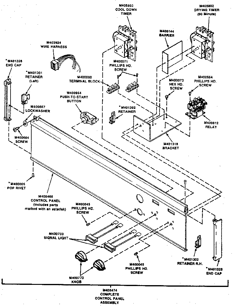 Kenmore 999L30XG control panel assembly (manual) diagram