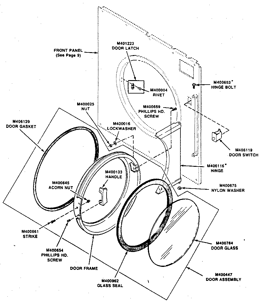 Kenmore 999L30XG loading door and door switch diagram