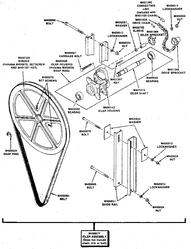 Kenmore 999L30XG idler drive components diagram