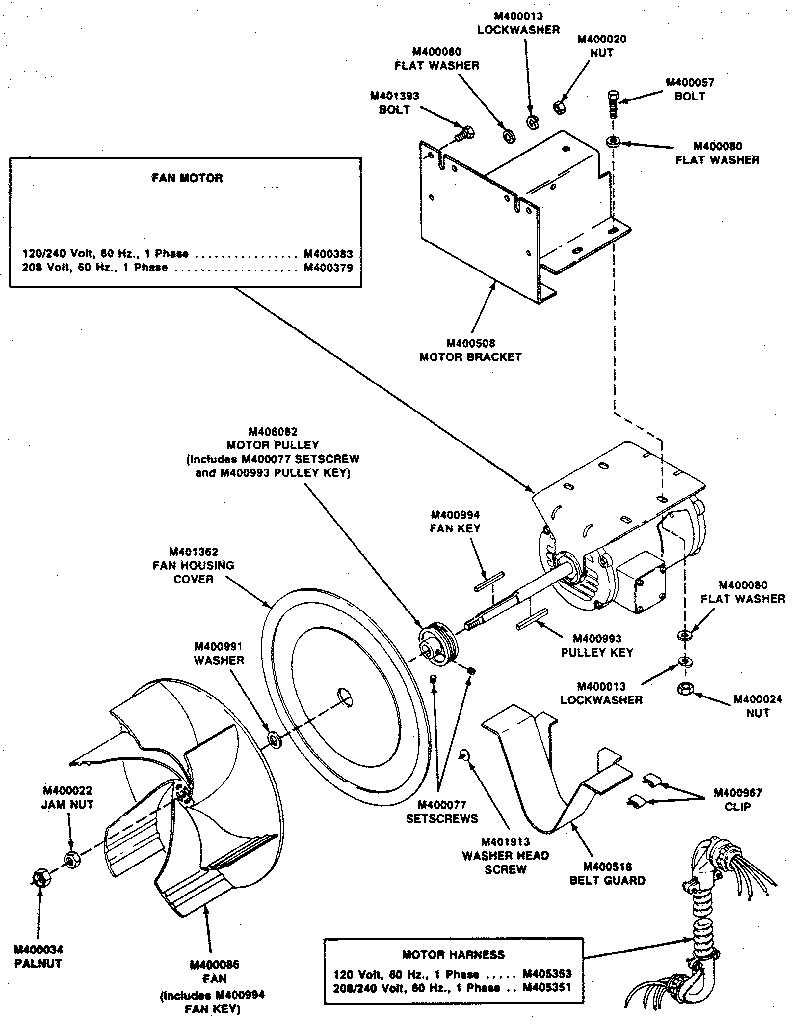 Kenmore 999L30XG fan and motor assembly diagram